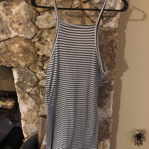 High neck cream and black striped dress - Picture 1 of 1
